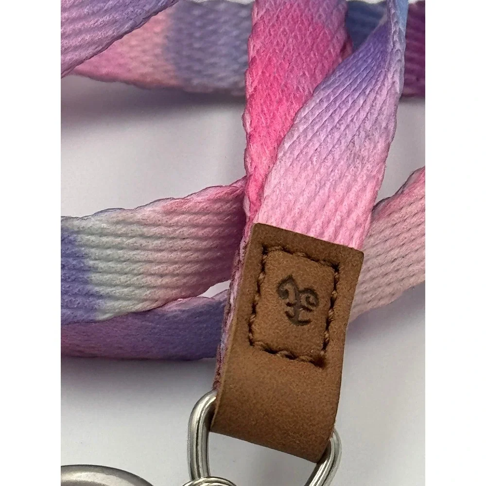 Tie Dye Retractable Badge Reel Lanyard Pink Purple Blue Fleur-de-lis Accent‎